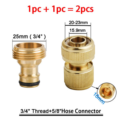 1Sets Garden Hose Quick Connect Water Hose Fitting, 3/4 Inch 1/2 Inch Brass BSP Female And Male Connector