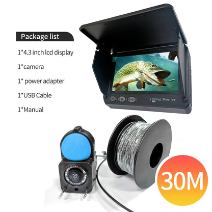 Portable Fish Depth Finder Water Handheld 1080P 4.3 Inch LCD Fish Finder Underwater 120° Fishing Camera With Night Vision