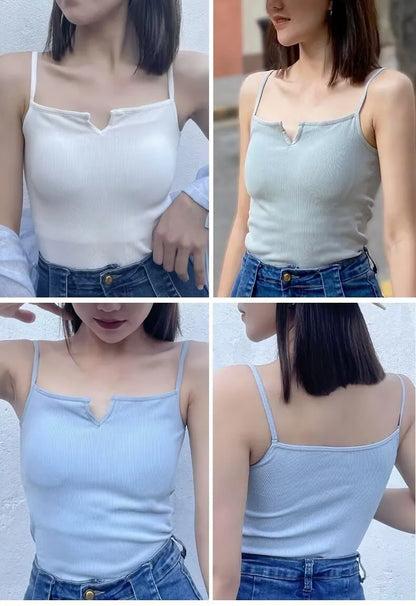 Sexy Solid Color Camisole Underwear Sleeveless For Women Summer Tube Tops Black Girls Soft Bustier Lingerie Tank V-neck Top Vest