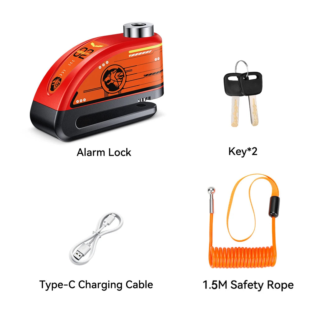 Extractme Motorcycle Alarm Disc Brake Lock 120dB Bicycle Wheel Disk Padlock Security Anti-Theft Lock Scooter Alarma Motocicleta