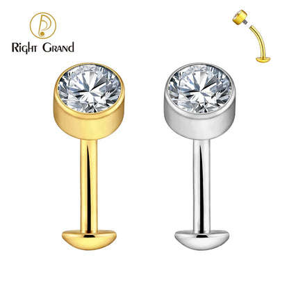 Right Grand ASTM F136 Titanium 14G Convex Base CZ Floating Belly Button Ring 10/12/14mm Curved Barbell Navel Piercing Jewelry