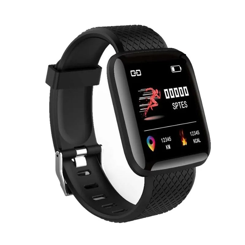Multifunctional Smart Watch Men Women Bluetooth Connected Phone Music Fitness Sports Bracelet Sleep Monitor Y68 Smartwatch D20 with black textured band displaying fitness tracking and battery status on screen.