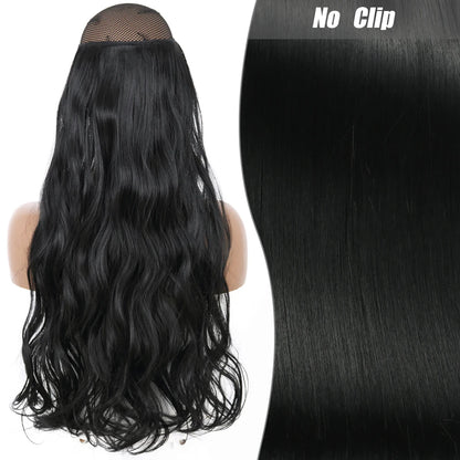 No Clips Natural Hair Extension Synthatic Artificial Long Straight Hairpiece Blonde Black Mixed Color False Hair Piece For Women
