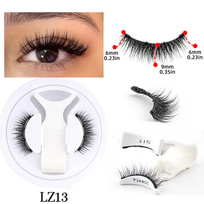 Hot 1 Pair Magnetic Eyelashes Handmade Fluffy Faux Mink Lashes Reusable Natural False Eyelashes and Magnetic Tweezers Set Makeup displayed on an eye and shown with detailed lash length measurements and packaging.