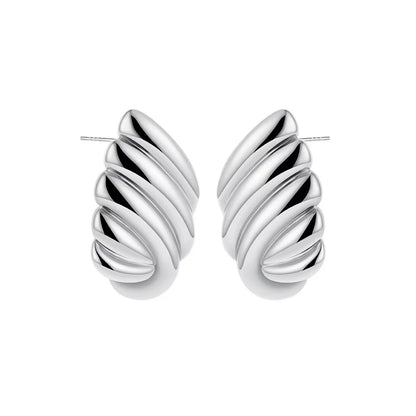 Trendy Stainless Steel Multilayer Circle Twist Knot Earrings for Women Texture Mixed Color Gold Plated Statement Earring Bijoux